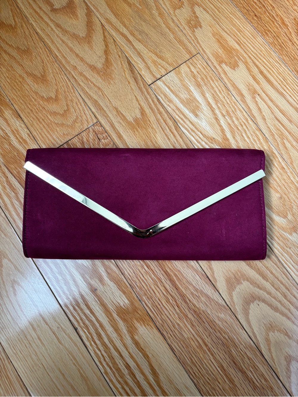 Burgundy Envelope Clutch with Gold Accent